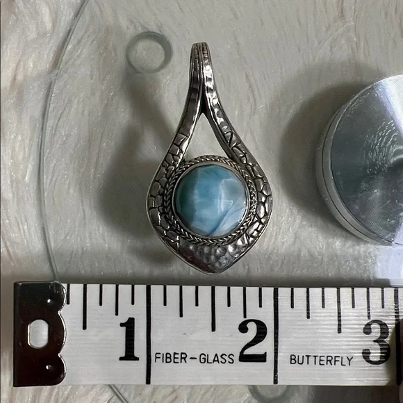 Luxury Artisan of Bali Larimar Pendant, Artisan-Crafted in Solid Sterling Silver - Picture 16 of 16